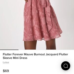 Flutter Forever Mauve Burnout Jacquard Flutter Sleeve Mini Dress